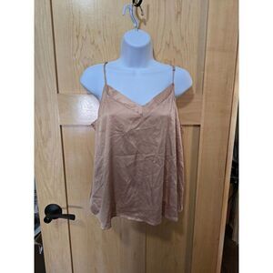 Stars Above Womens Adjustable Strap Satin Camisole Top L Polyester Peachy Beige